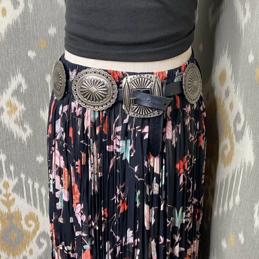 Patricia Wolf Designs Made in Texas Black Floral Multi Broomstick Maxi Skirt